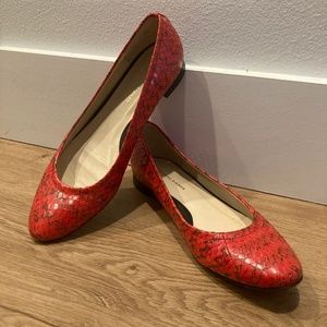 Etienne Aigner Faux Red Snake Skin Flats Made In Spain Womens 7.5
